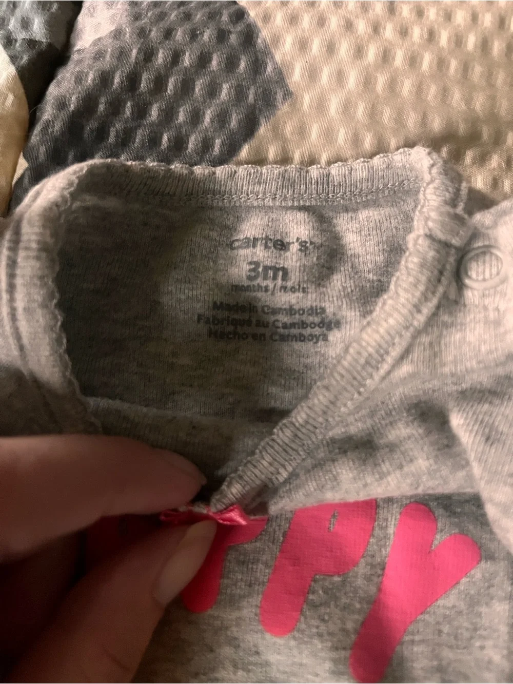 Carter's Gray Sleeveless Bodysuit with Pink 